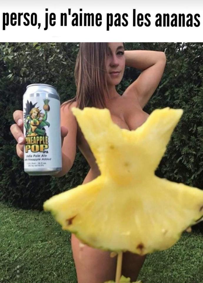 Femme   blague   je n'aime pas les ananas femme nu avec robe d'ananas