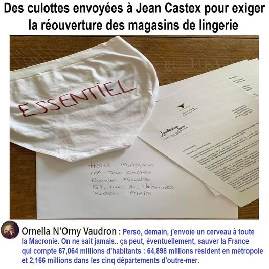 Blague   Culotte envoyé à Jean Castex pour rouvrir le slingerie