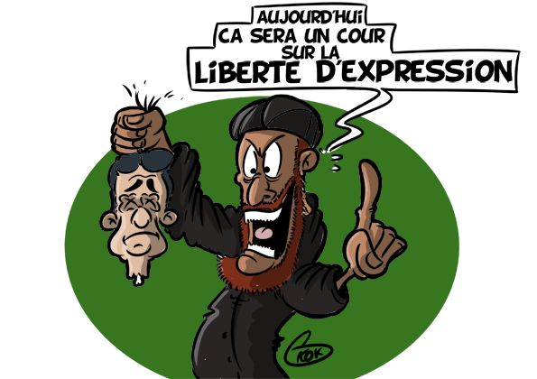 Blague   caricature   aujourd'hui çe sera un cour sur la liberté d'expression