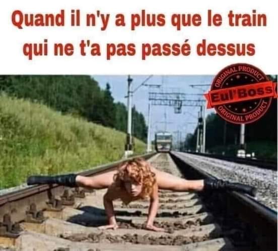 Blague   et quand il n'y a plus que le train qi ne t'as pas passé dessus