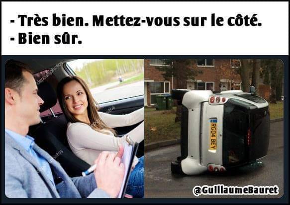 Blague   femme en voiture mettez vous sur le côté