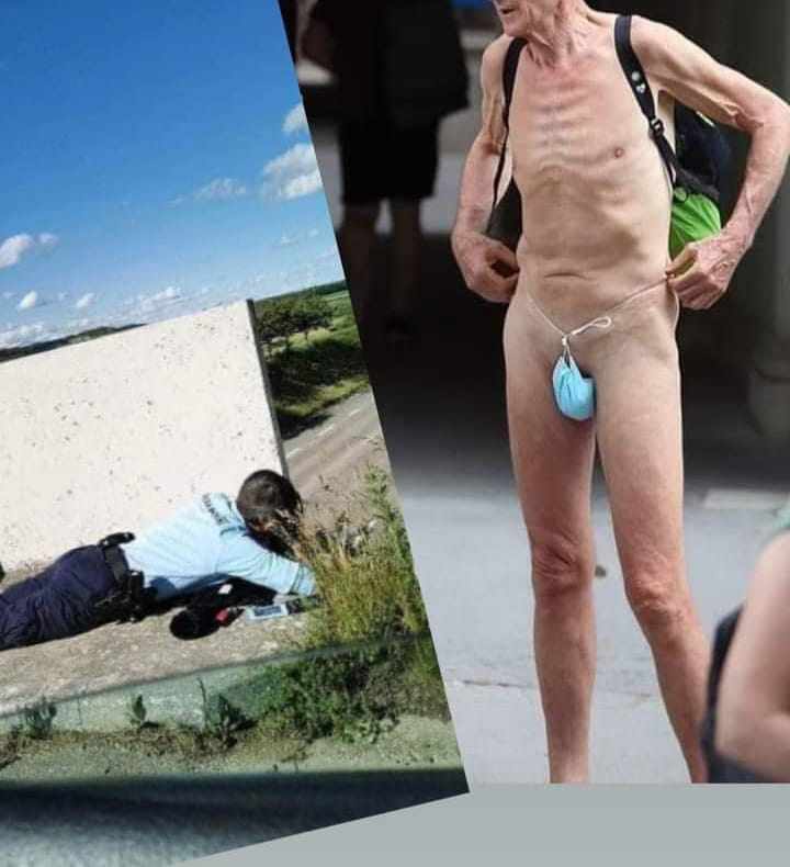 Blague   gendarme   homme nu avec masque sur sa bite