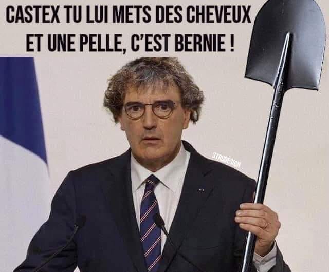 Blague   jean castex tu lui met des cheveux et une pelle c'est bernie