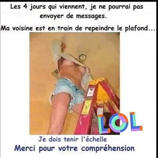 Blague   les 4 jours qui viennent je ne pourrais pas envoyer d emessage je dois tenir l'échelle