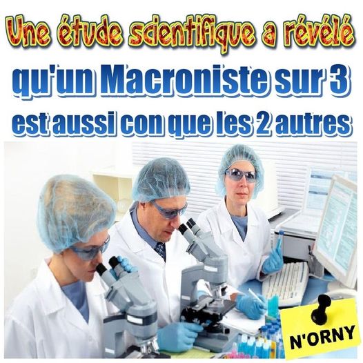 Blague   Macron   une étude scientifique a révélé qu'un macroniste sur 3 est aussi con que les 2 autres
