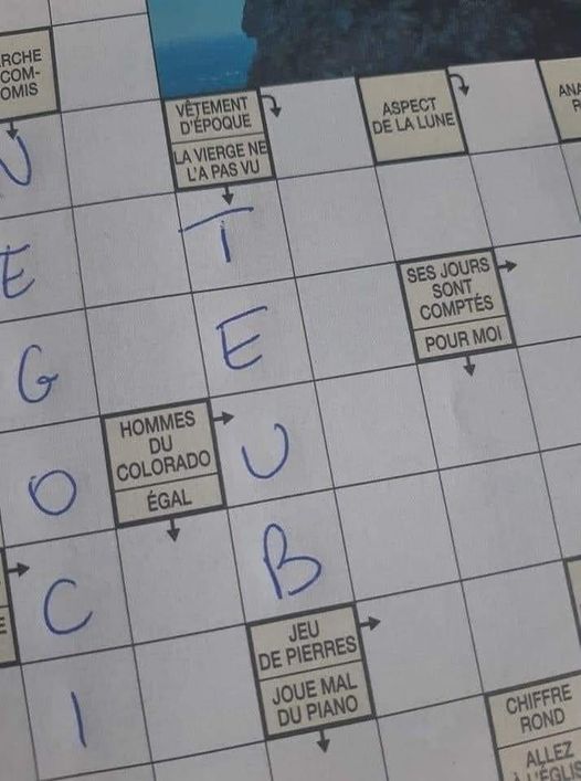 blague   mot fléché   synonyme   La vierge ne l'a pas vu