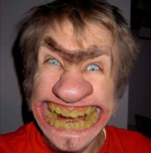 Blague   photo montage déformé d'un visage