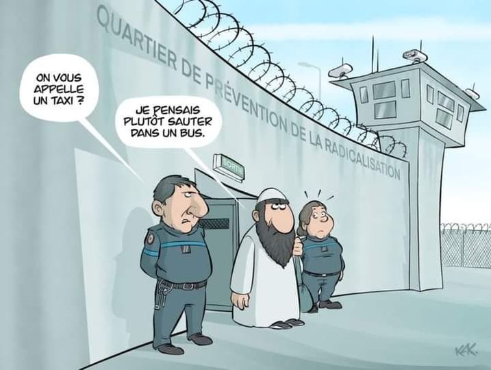 Blague   prison   le robot policier de la détention dit aux libérés on vous appelle un taxi l'autre répond je pensais plutot sauter dans un BUS