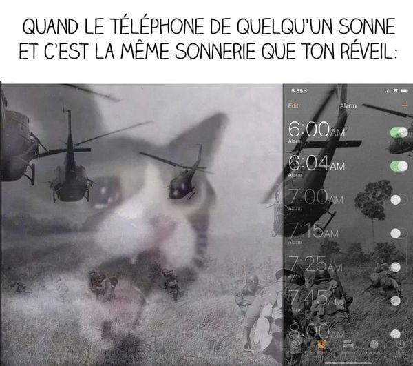 Blague   quand ton téléphone de quelqu'un sonne et c'est lamême sonerie que ton révéil