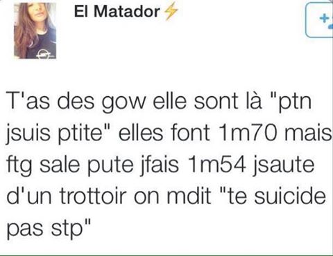 Blague   tu es petite ne saute pas du trottoir tu va de suicider