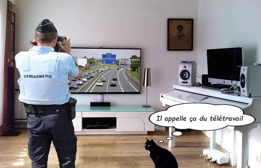 Blague   télétravail  gendarme controle routier