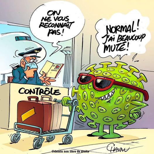 Blague   virus   aéroport   controle   on ne vous reconnait pas   normal j'ai beaucoup muté