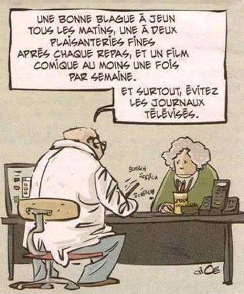 Médecine   humour   une blague le matin midi et soir un film comique par semaine et evité les journaux tv
