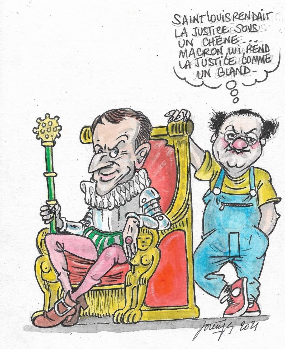 Blague   jeux de mot   saint louis rendait la justice sous un chêne macron lui rend la justice comme un gland