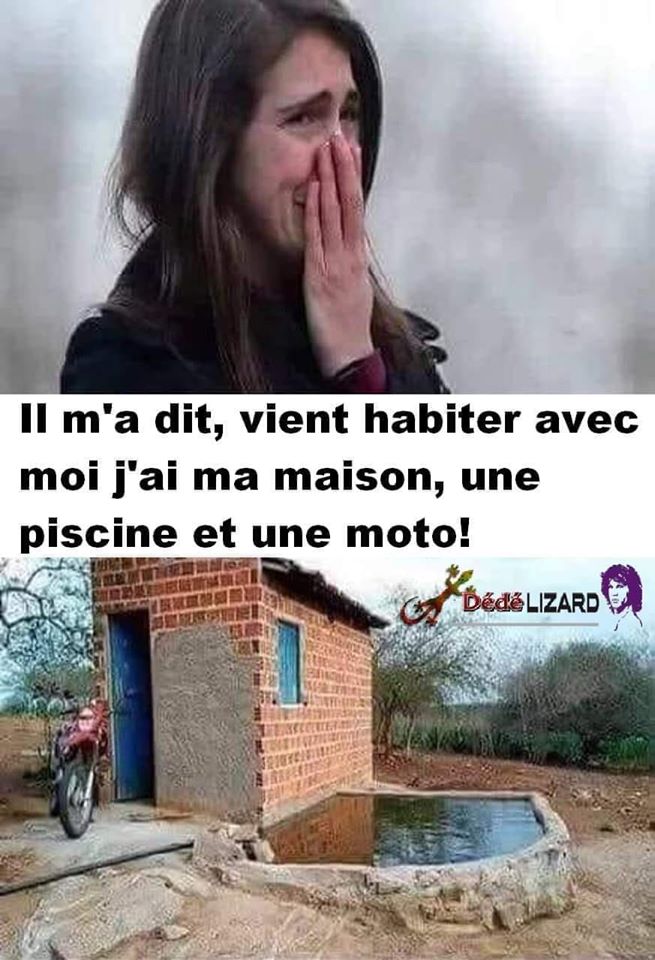 Blague   jeux de mot et d'image   il m'a dit vient habiter avec moi j'ai ma maison une piscine et une moto