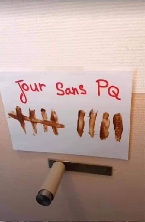Blague   jour sans pq   avec trace de doigt avec merde sur papier