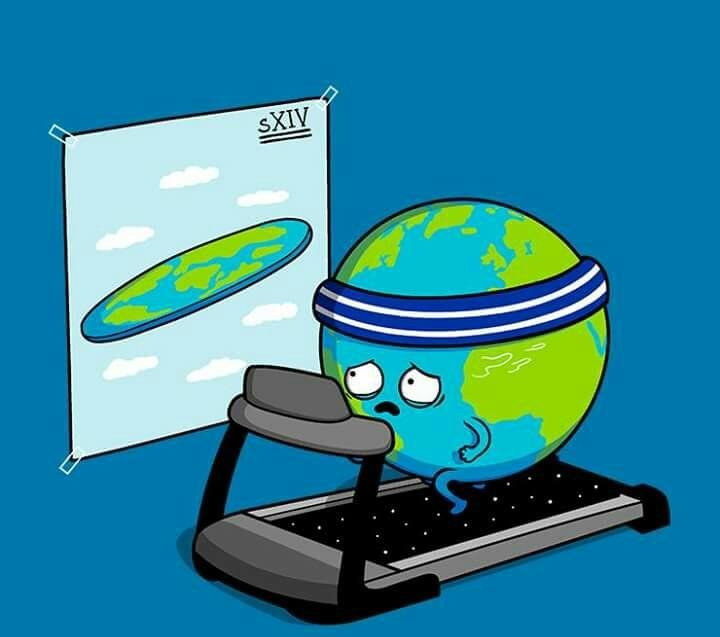 Terre   caricature   qui fait du sport plate ou ronde