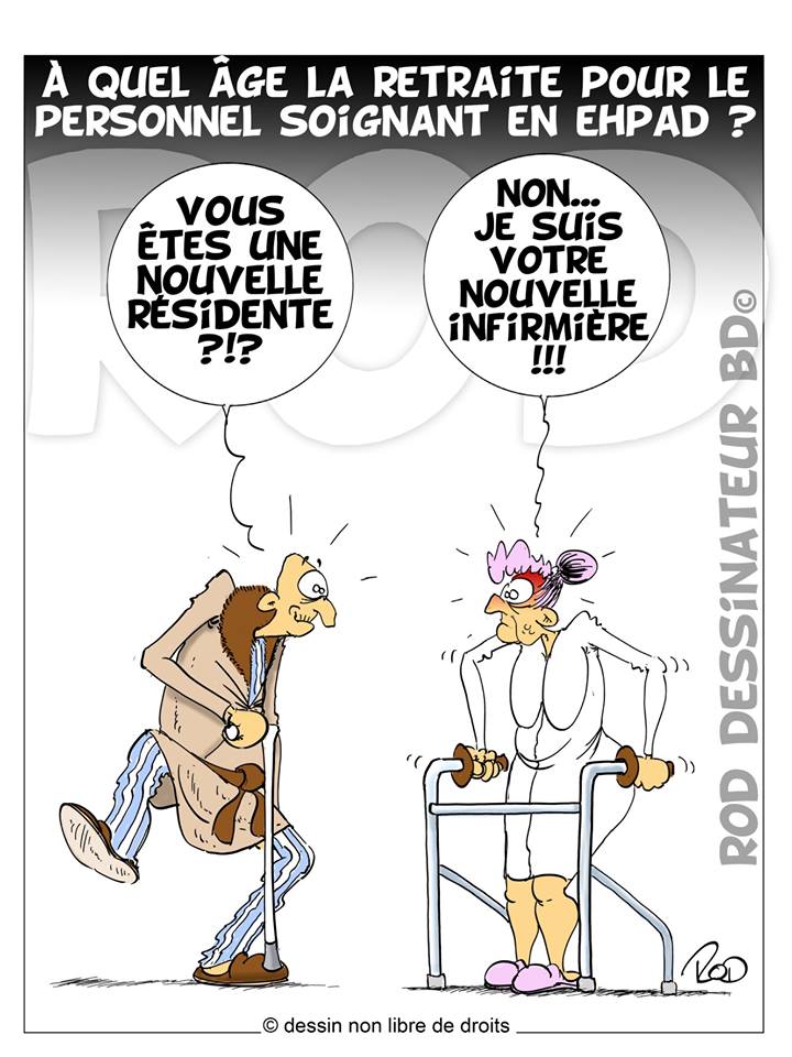 Travail   caricature   a quel age la retraite pour le personel soignant en maison de retraite