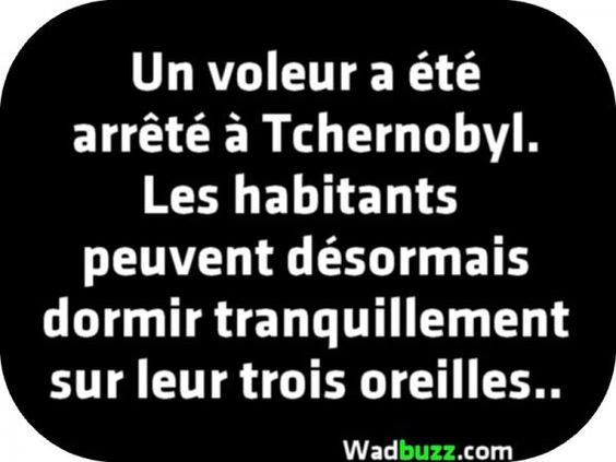 un voleur a été arrété a tchernobil la population peut dormir sur ses 3 oreilles