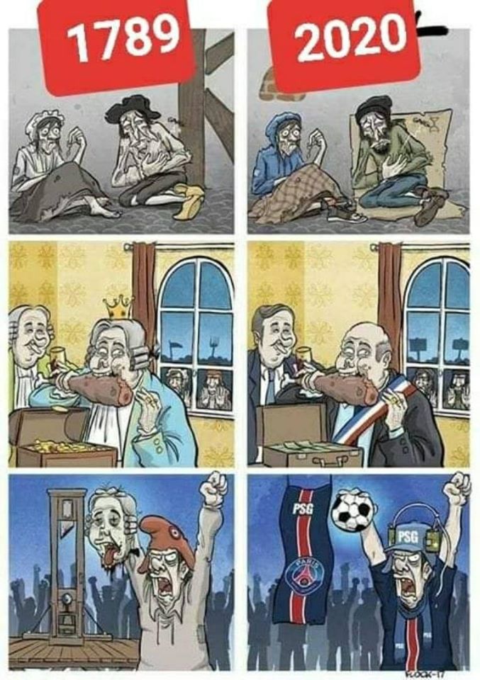 Caricature   1789 et 2020 politique