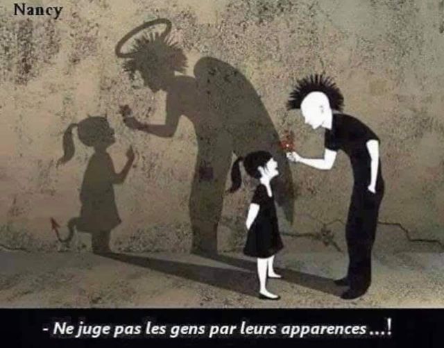 Caricature   Ange et Démon   ne juge pas les gens par leur apparence