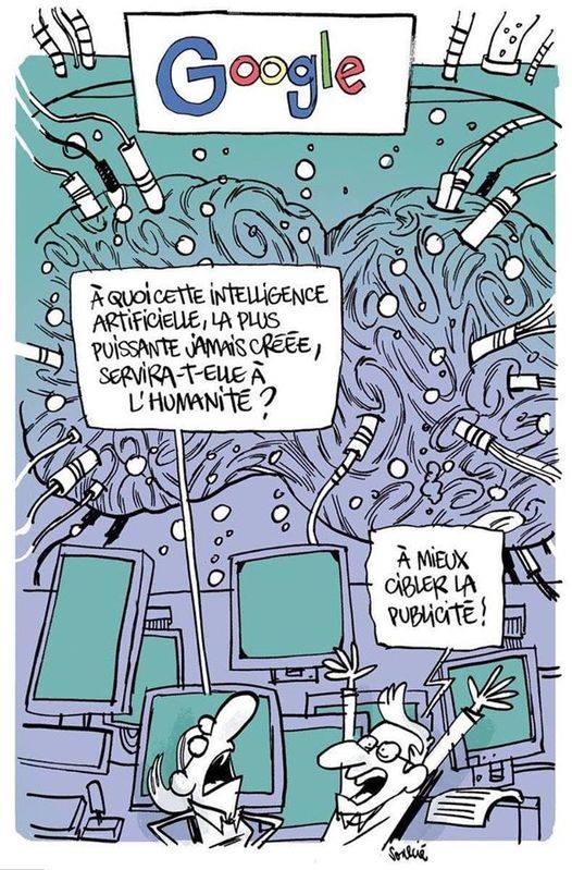 Caricature   google   supercalculateur   intéligence artificiel   qui sert à rien juste pour la publicité