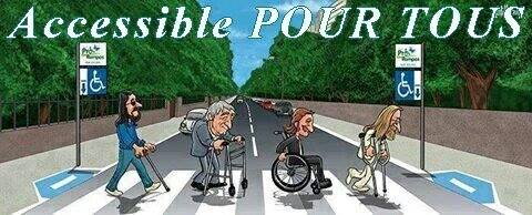 Caricature   handicapé   qui traverse la rue