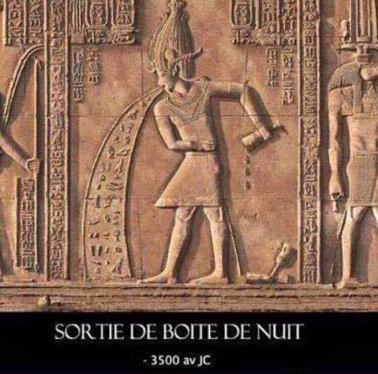 Caricature   hieroglyphe sorti de boite de nuit