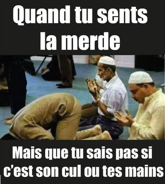 Caricature   homme qui prie quand tu sents la merde mais que tu ne sais pas si c'est son cul ou tes mains