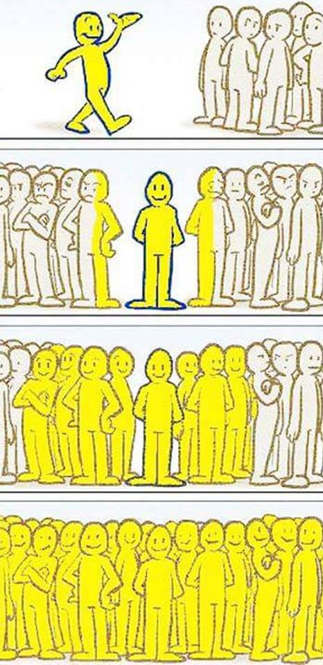 Caricature   homme éclairé qui illumine les autres