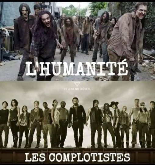 Caricature   humainité   complotiste humanité en zombie