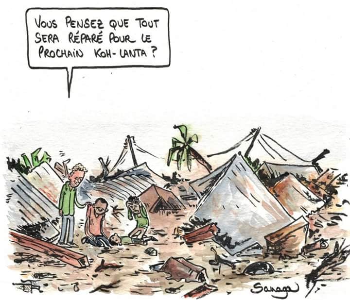 Caricature   inondation   tsunami   vous pensez que tout sera réparé pour le prochain ko lanta