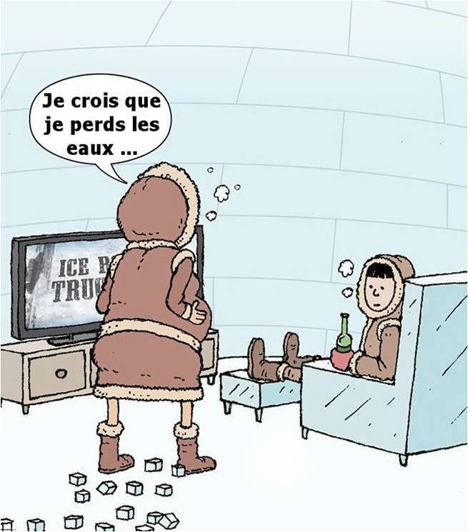 Caricature   je crois que je perds les eaux glaçon en hiver