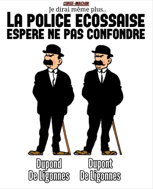 Caricature   la police ecossaise espère ne pas confondre dupond et dupond