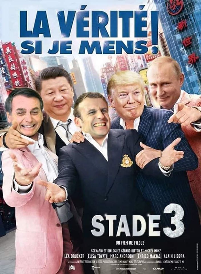 Caricature   la vérité si  je ment   Macron Trmp Poutine Xin jing