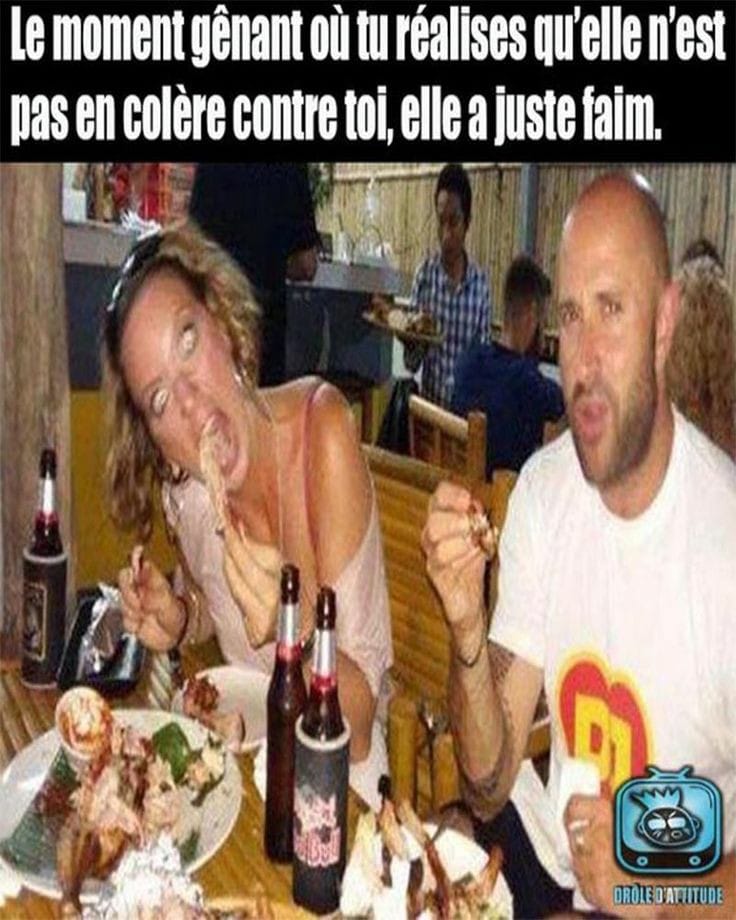 Caricature   le moment génant où tu réalises qu'elle n'est pas en colère contre toi elle a juste faim