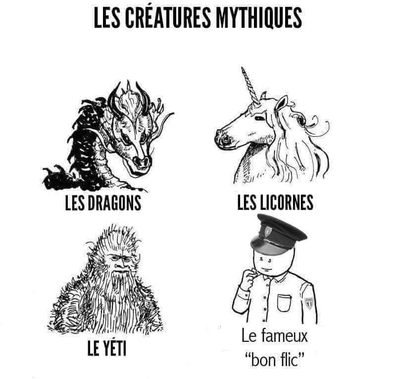 Caricature   les créatures mythique   les dragons les licornes le yeti le fameux bon flic