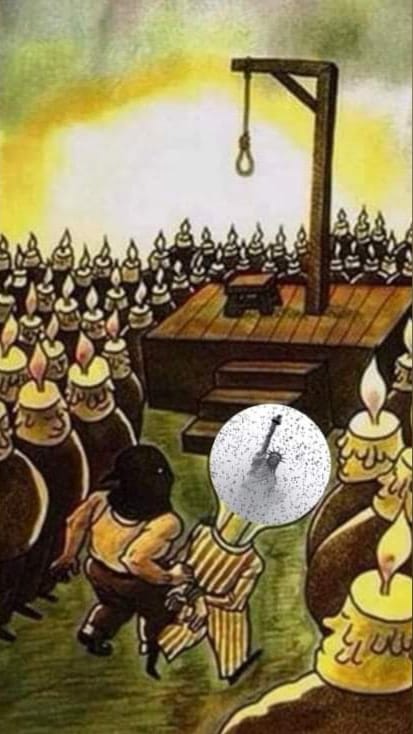 Caricature   lumière   ampoule qui va etre pendu par les bougies