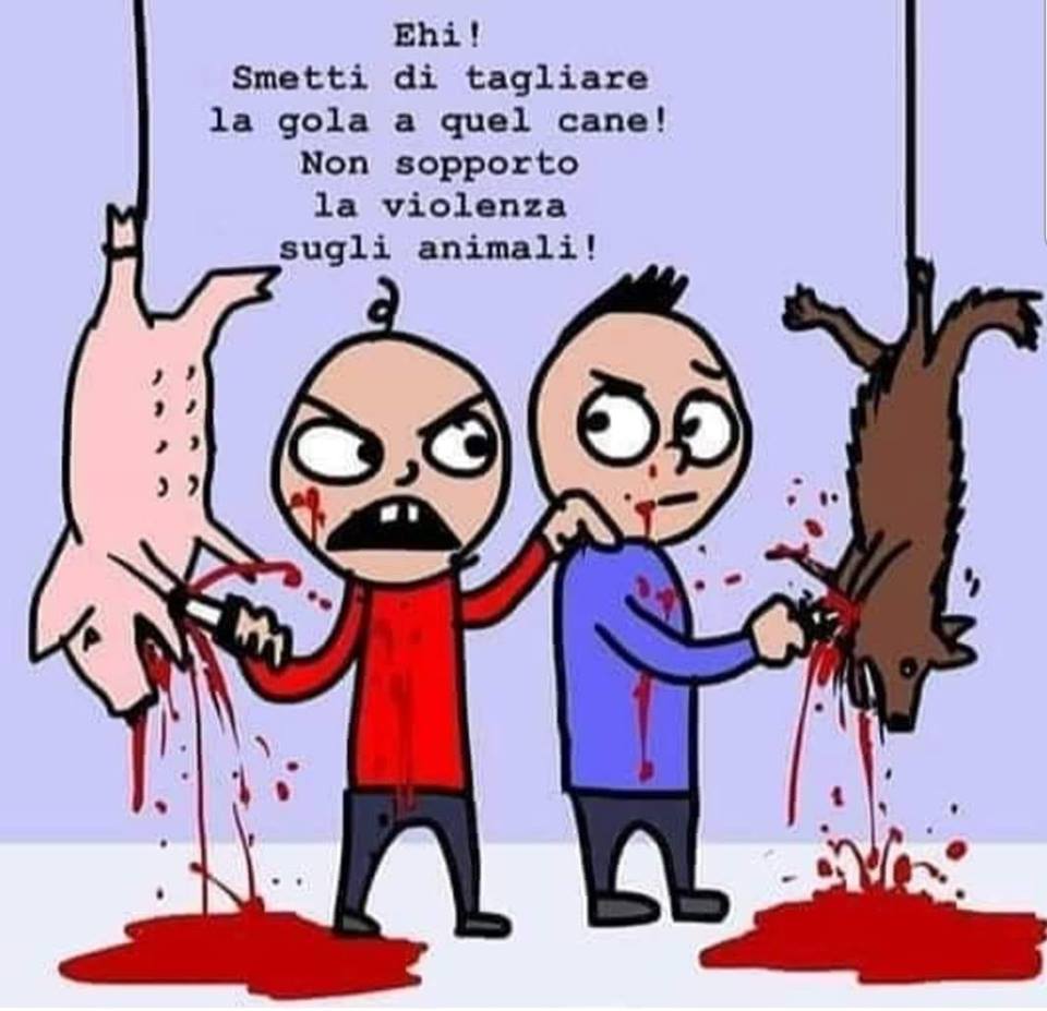 Caricature   mort   animaux   je ne supporte pas la violence animal 2homme en train de saigner des animaux