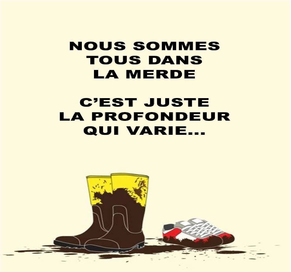 Caricature   noous sommes tous dans la merde c'est juste la prodondeur qui varie