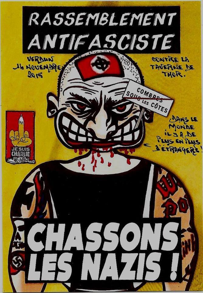 Caricature   Rassemblons Nous Contre Tous Les Fachistes et Cassons Les Nazie