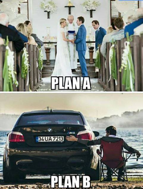 Caricature   plan a mariage plan b voiture