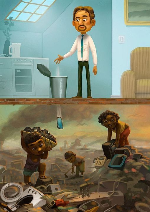 Caricature   poubelle   déchet   recyclage