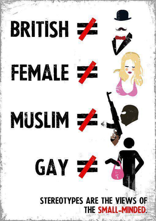 Caricature   stéréotype   british femme   musulman   gay