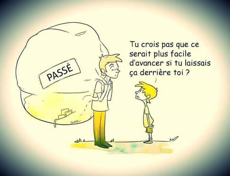 Caricature   tu crois pas que ce serait plus facile d'avance si tu aissais ça derrière toi homme avec son passé derrière