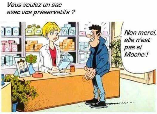 Caricature   vous voulez un sac avec vos preservatif non elle n'est pa ssi moche