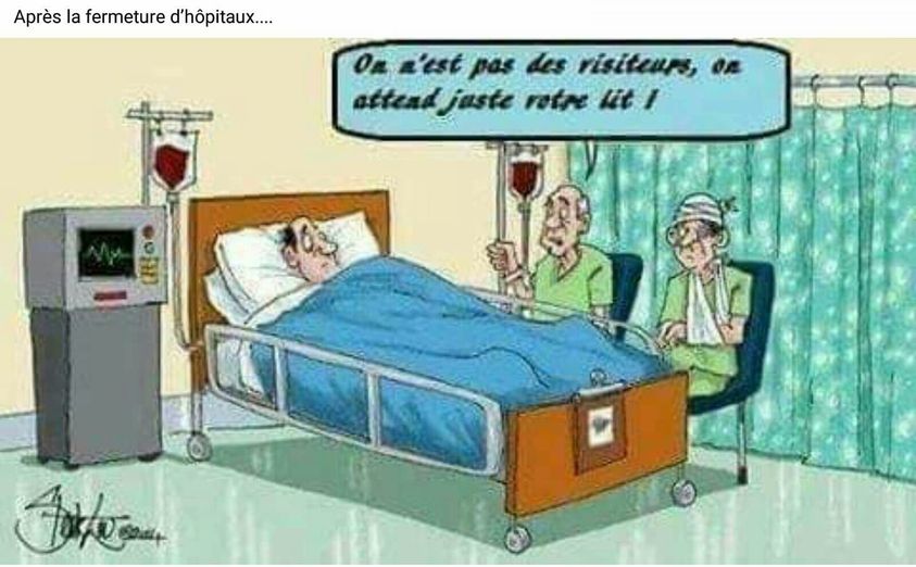 Dessin   caricature   politique   hopitaux   fermeture des hopitaux et des lits