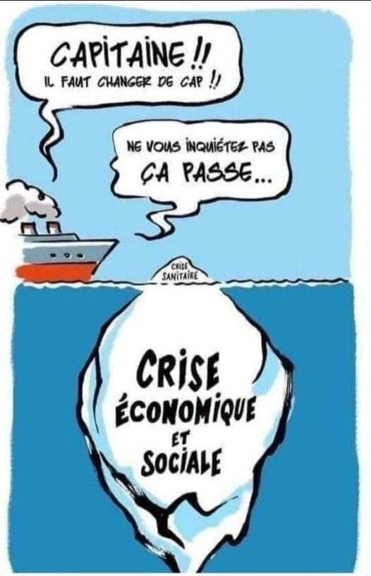 dessin   caricature   titanic   capitaine il faut changer de cap il y a un iceberg crise économique et social   ça passe
